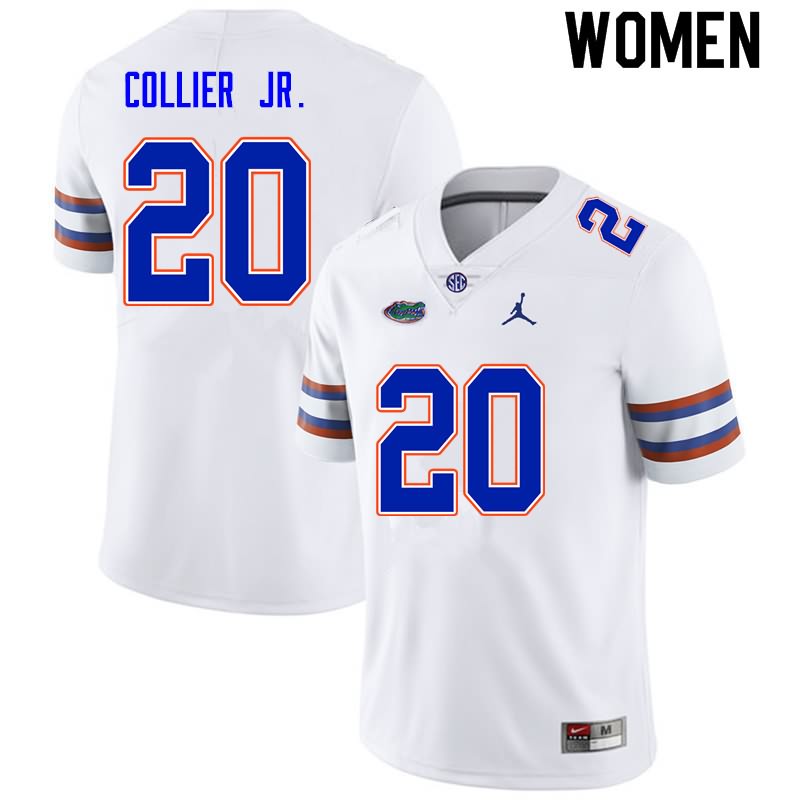 Women's NCAA Florida Gators Corey Collier Jr. #20 Stitched Authentic Nike White College Football Jersey LUE4565TN